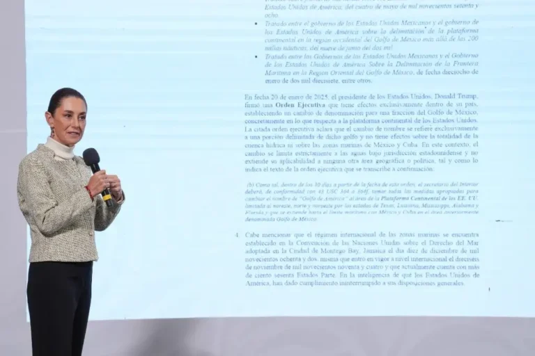 Sheinbaum Defiende el Golfo de México Ante Google y Trump: “El Nombre Es Reconocido Internacionalmente Desde el Siglo XVII”
